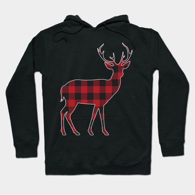 Christmas Buffalo Plaid Deer Hoodie by sarahwainwright